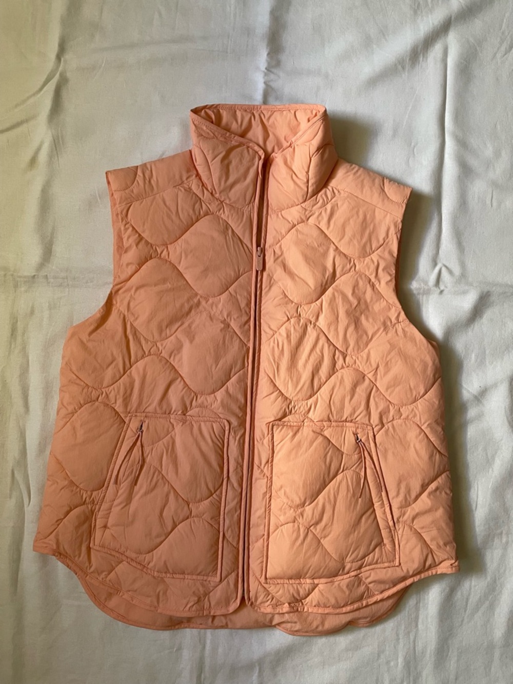 FLX Quilted Peach Full Zip Sleeveless Puffer Vest